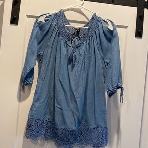 Adorable! Sea blue, reminds me of the ocean!  Tunic w open shoulders, worn once